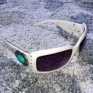 Montana West Sunglasses White Sparkle Turquoise Rhinestone Bling Western Womens